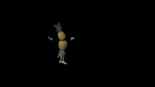 Funny Animated Pineapple Character Dancing and Grooving Loop