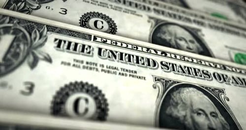 Animação de loop de superfície de nota de dinheiro de um dólar