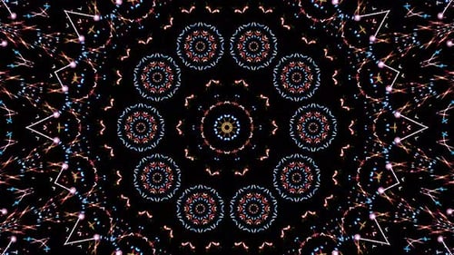 abstract lines color red blue light shining flower shape in center, black background