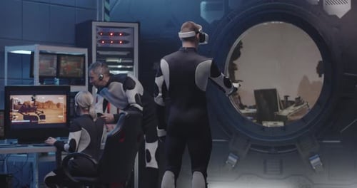 Astronaut Controlling Mars Rover with VR Device