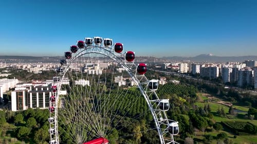 Ferris Wheel in Antalya Turkey Aerial View 4 K