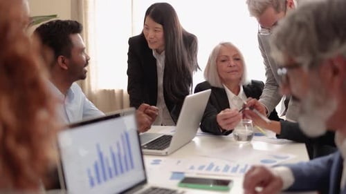 Multiracial Business People Working Together Inside Modern Bank Office Diverse Multi Generational