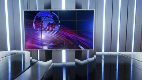Virtual News Studio Set Green Screen Background Loop 4k