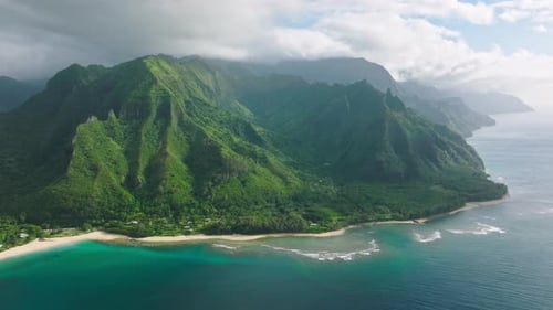 Traveling Exotic Nature Tropical Island KauaiHawaii USACinematic Aerial Nature