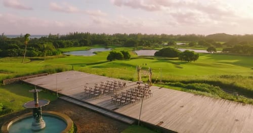 Aerial View of Wedding Venue on Golf Course