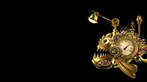 Steampunk Mechanical Fish Animation with Gears and Gauges
