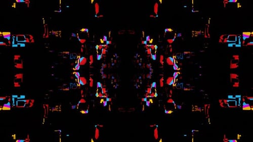 Animación en VJ Loop de un reluciente túnel de neón, caleidoscopio 304