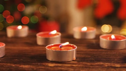 Tealight candles burning