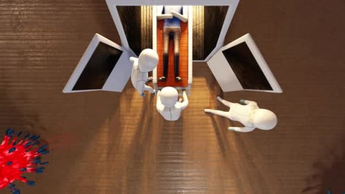 3D Animated Ambulance Transporting Patient Through Virus Landscape