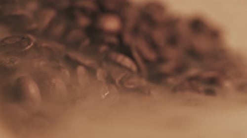 Pile of Coffee Beans with Smoke