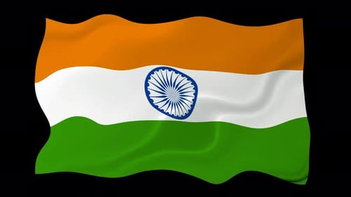 Waving Indian Flag with Ashoka Chakra Animation