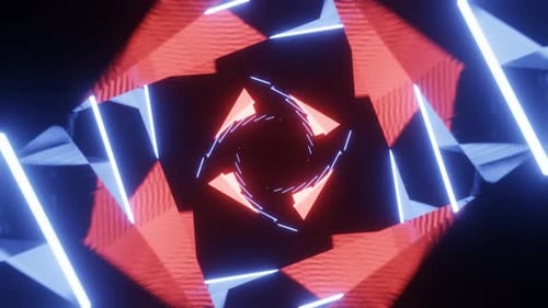 Abstract Triangle Line Glowing Tunnel Background Loop Video Footage 4K