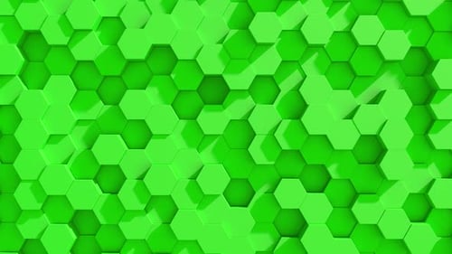 Abstract green hexagons animation, seamless loop