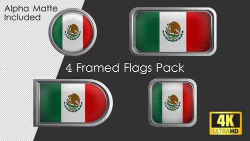 Mexico Flag Animated Metal Frames 4K Loop Pack