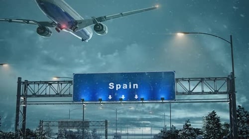 Airplane Landing Spain in Christmas
