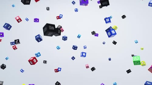 Floating Social Media App Icons Technology Loop Background