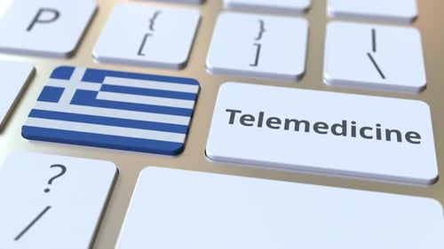 Telemedicine in Greece Displayed on Computer Keyboard