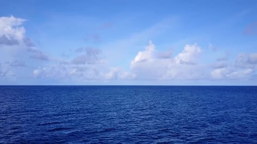 Drone view tourism of tourist beach voyage by water with sand background