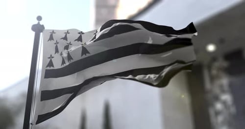 Waving Flag of Brittany Gwenn-ha-du Realistic 3D Animation