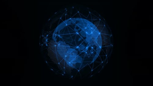 Animated Global Technology Network with Digital Earth Globe