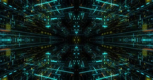 Futuristic Digital Technology Grid Tunnel Loop Background