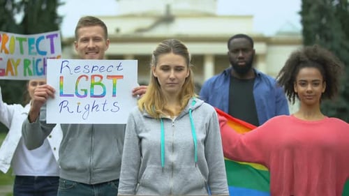 Group of Young Adults Protesting for Gay Rights
