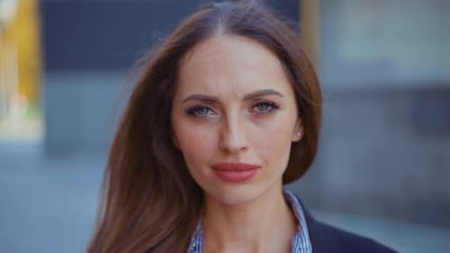 Headache Pain Business Woman Close Up Portrait Stressed Caucasian Female Business Person Touch Hand