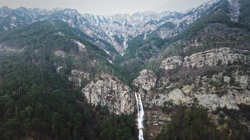 Mountain Waterfall Aerial View