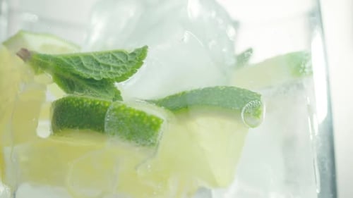 Lime, Mint, and Ice Water Refreshment