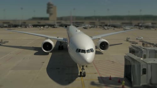 Commercial Airplane Airliner Landing at Airport Terminal