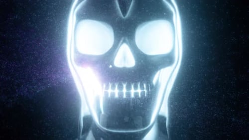 Animated Futuristic Holographic Skull Head for Sci-Fi Projects