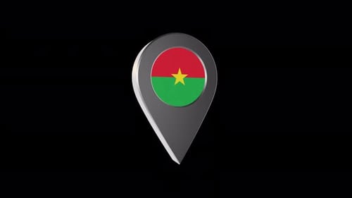 3D Rotating Map Pin with Burkina Faso Flag