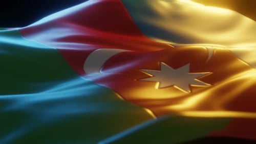 Waving National Flag with Crescent Moon and Star Design