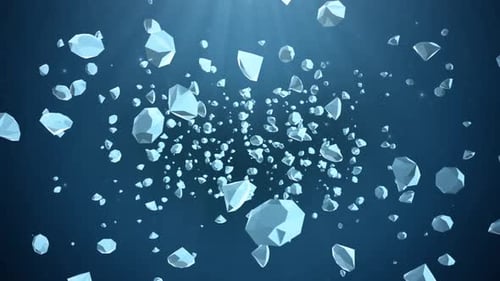Floating Geometric Crystal Shapes Background Loop