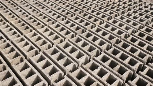 Large Group of Gray Concrete Construction Blocks