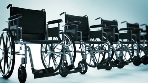 Animated Row of Wheelchairs for Medical and Healthcare Content
