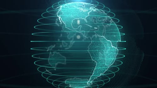 Futuristic Digital Earth Globe Rotation with Network Connections