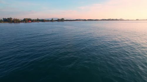 4K Aerial view of drone move on beautiful sea