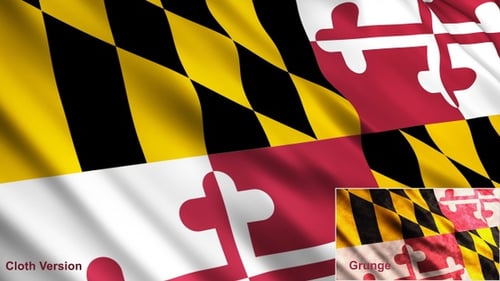 Dynamic Waving Maryland Flag Animation with Grunge and Clean Versions