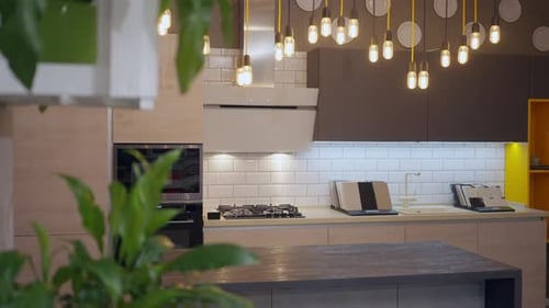Brand New Kitchen in Luxurious Store Indoors