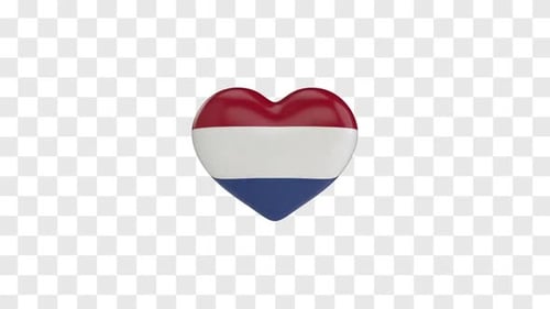 Rotating 3D Netherlands Flag Heart Animation