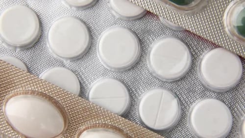 Rotation macro blister capsule pills, tablets, top view