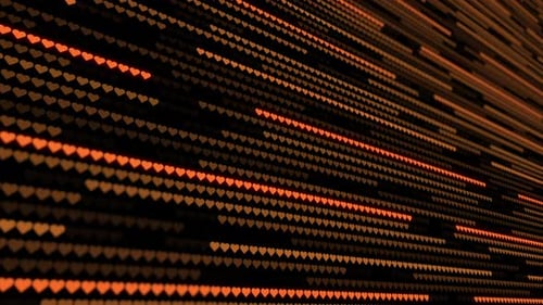 Digital Flowing Heart Particle Lines Background Animation