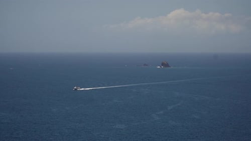 Motorboat on the Sea, Aerial View. Bali, Indonesia