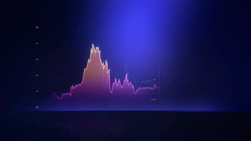 Dynamic Growing Line Graph Animation on Blue Digital Background