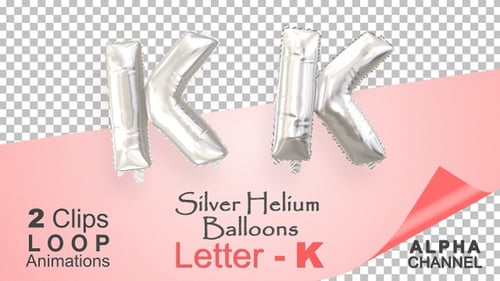 Silver Balloon Letters K and k Alphabet Animation Loop