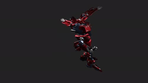 Futuristic Red Robot Mech Suit 3D Rotation Animation