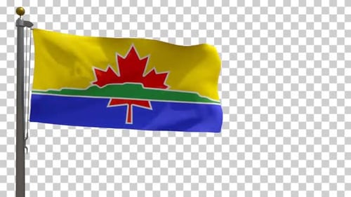 Thunder Bay City Flagge (Ontario, Kanada) auf Fahnenmast mit Alphakanal - 4K
