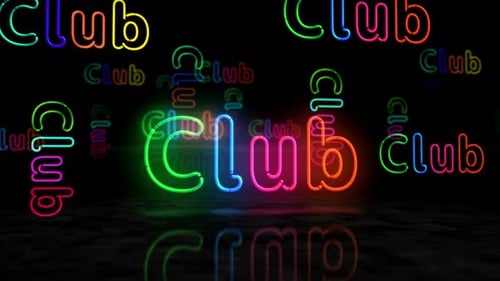 Club symbol glowing neon 3d lights