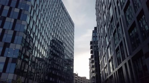 Corporate building Real Estate , office buildings with glass reflections Thales Bucharest Romania